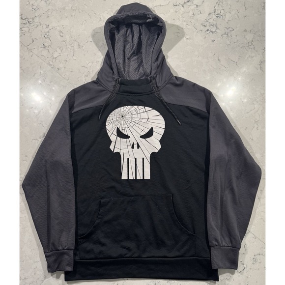 Marvel Other - Marvel Punisher Skull Hoodie Mens Medium Black Gray Pullover Sweatshirt